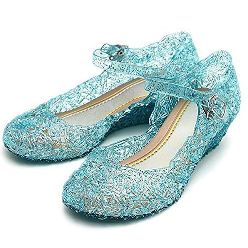 CQDY Blue Girlâ€™s Princess Shoes Jelly Sandals Cinderella Toddler Cosplay Dancing Show Mary Janes(Toddler/Little Kid) - Image 2
